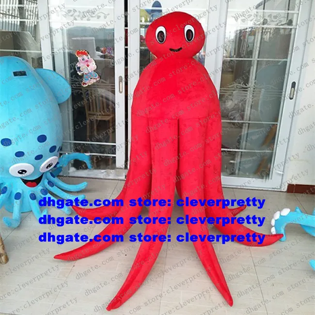 Red Octopus Cuttlefish Mascot Costume Sepia Devilfish Octopoda Squid Adult Cartoon Greet Guests Company Kick-off zx2878