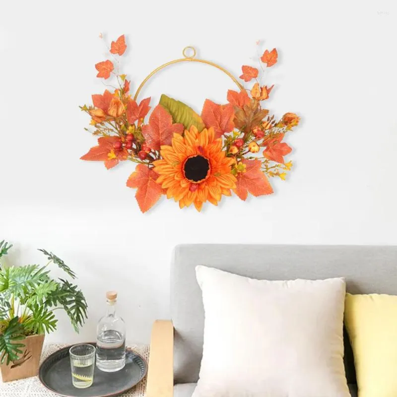 Fleurs décoratives tenture murale tournesol fausse fleur guirlande d'automne guirlande de Thanksgiving sans pendentif lumière décoration de la maison Simulation