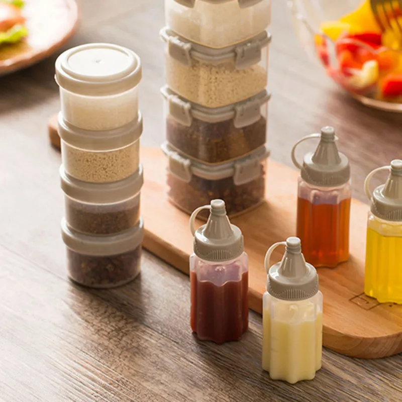 4st Plastic Sauce Squeeze Bottle Mini Seasoning Box Sallad Dressing Containers Tools for Outdoor Camping BBQ Tillbeh￶r