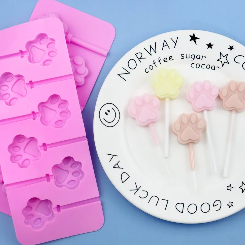 Paw-some Treats! Dog Cat Footprint Silicone Mold Lollipop, Chocolate,  Perfect Pet Birthday Children's Day Baking Fun! Kitchen