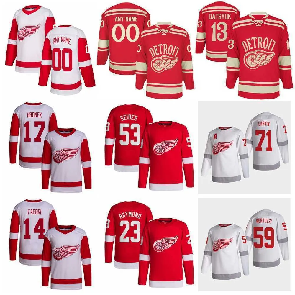 Detroit Hockey Red 53 Wing Moritz Seider Jersey '' '' 14 Robby Fabbri 17 Filip Hronek 24 Pius Suter 71 Dylan Larkin 59 Tyler Bertuzzi Lucas