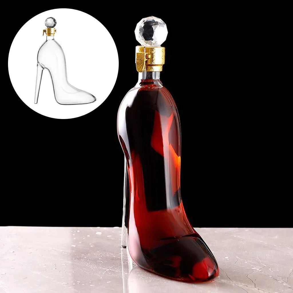 350ML High Heels Shape Decanter Luxurious Crystal Red Wine Brandy Champagne Glasse Decanter Bottle Home Bar Drinking Bottle