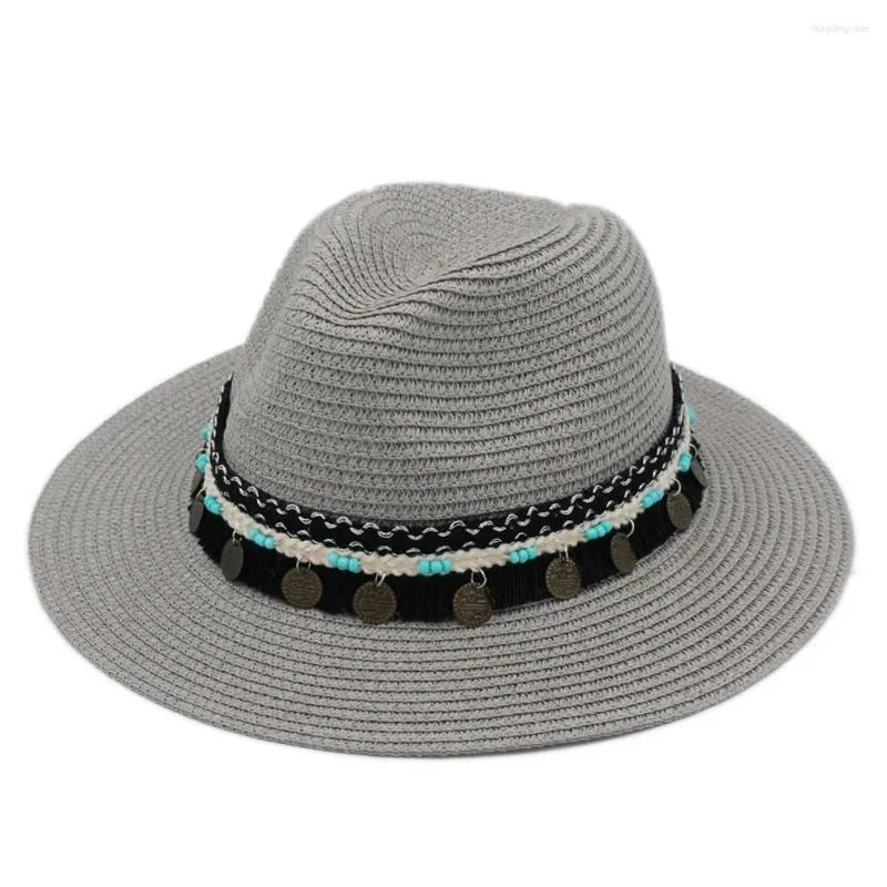 Berets Mistdawn Retro Panama Jazz Lover Dżentelmen Top Hat Plastic Straw Chapeau Unisex Spring Summer Party Beach Street Sunhat