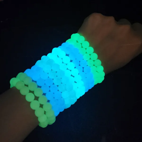 Mehrfarbige leuchtende Stein-Perlenstrang-Armbänder, fluoreszierendes Armband im Dunkeln, für Damen und Herren, Modeschmuck