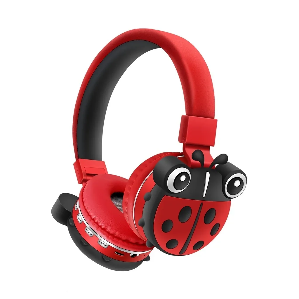 Mobiele Telefoon Koptelefoon Lieveheersbeestje Draadloze Headsets Schattige Kinderen Bluetooth Hoofdtelefoon Online Klasse Headset Met Microfoon Roze Cadeau Voor Meisje 221114