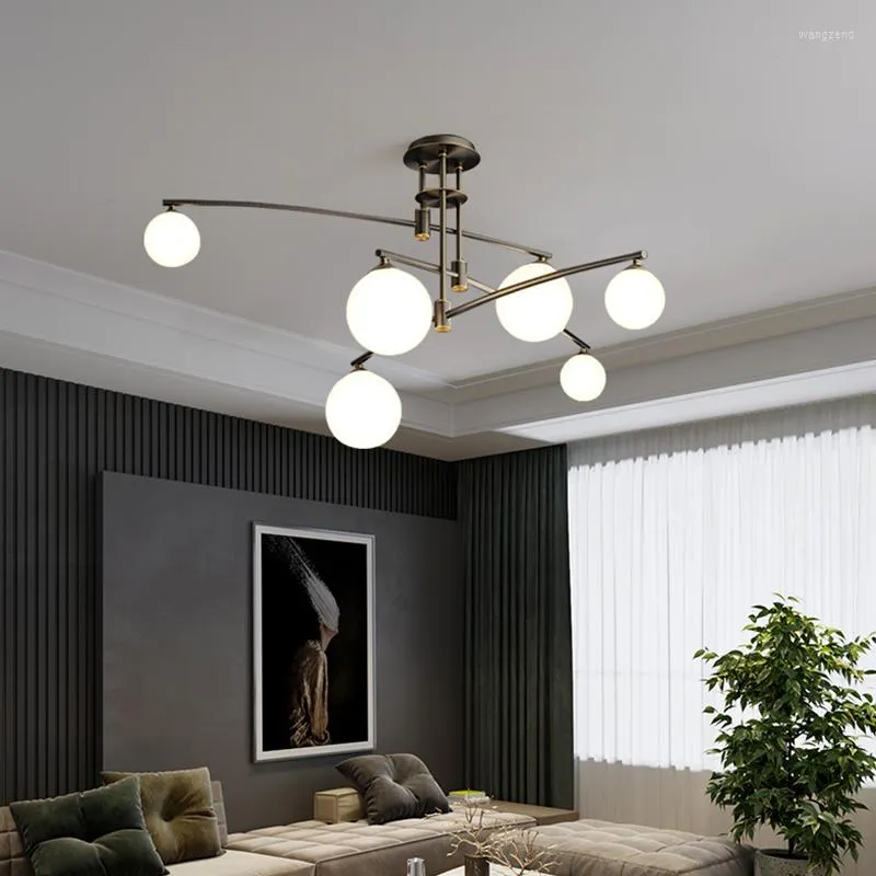 Lustres postmodernisme en verre lustre nordique plafond de LED cr￩atif haricot magique longue chambre ￠ manger chambre ￠ coucher