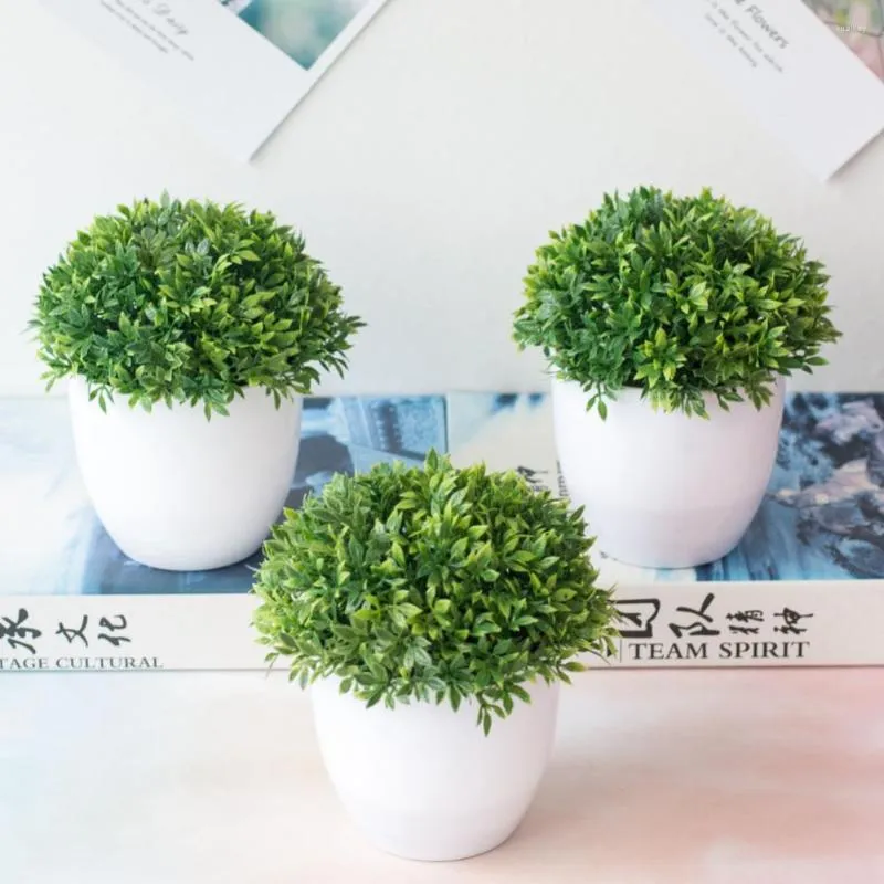 Decorative Flowers Artificial Plants Bonsai Small Grass Potted Fake Plant Green Home Room Table Decoration Garden Arrangement Ornament