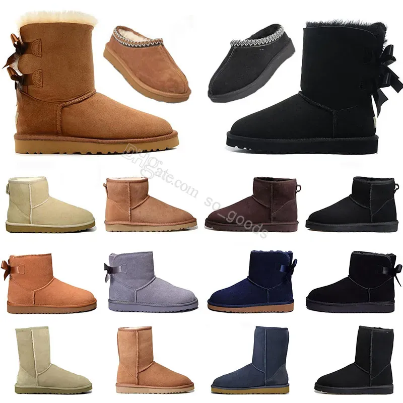 Designer Australia Buty Tasmans Tazz Kapcieczki Women Snow Autumn zima ciepłe pełne futro Puszysty Furry pół kostki Mini Ultra Neumel Uggly Booties Wgg Satin Bot