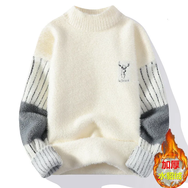 Men's Sweaters Black khaki white gray pink green Knitted sweater men warm jumper Winter long sleeve pullover loose sweaters men 221111