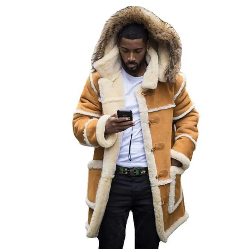 2022 Winter Faux Fur Mens Parka Thick Coat Suede Cotton Lamb 2022 Winter Faux Fur Mens Parka Thick Coat Suede Cotton Lamb