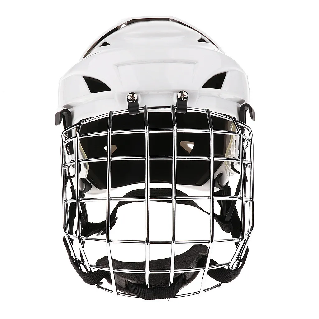 Casco protettivo regolabile per hockey su ghiaccio combinato per uomo donna bianco ML 221111