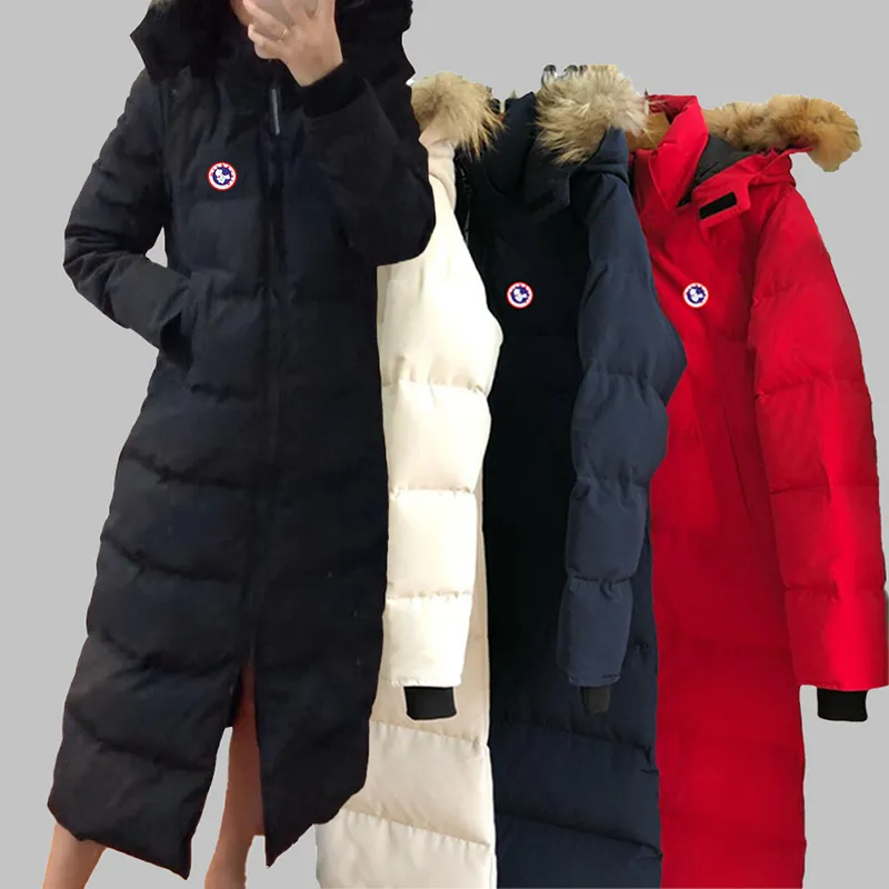 Lange gewatteerde jas Designer Epaulet Parkas Down Womens White Doudoune Winter Dikke Warme Bont Hooded Overjas Grote Maat Lange Rits Jas Windbreaker