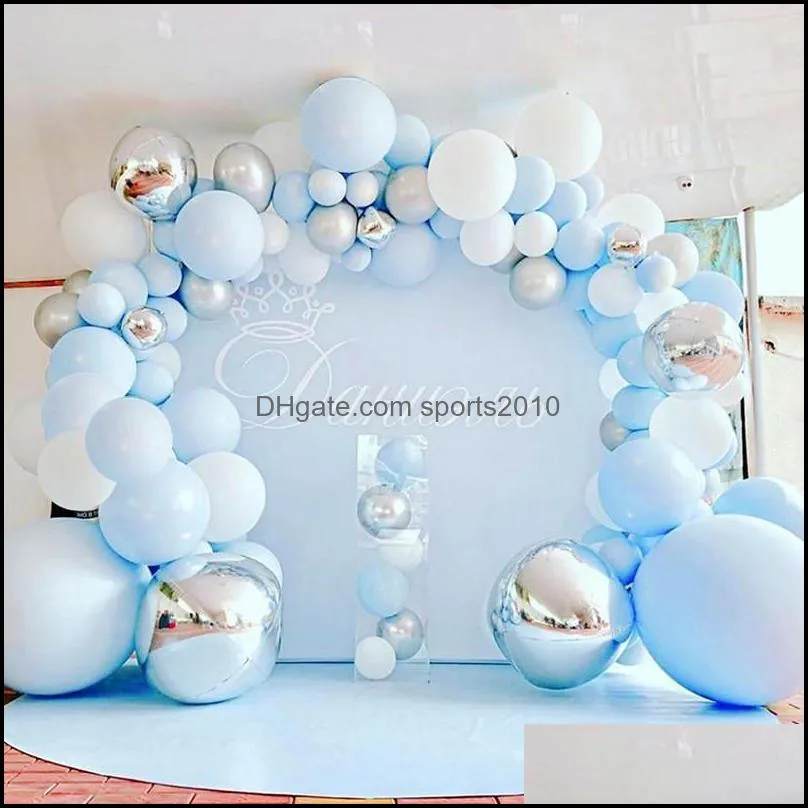 Decoração de festa azul sier aron metal balão guirlanda arco de feliz aniversário decoração crianças casamento baloon baby chuveiro menino menina menina dhlp7