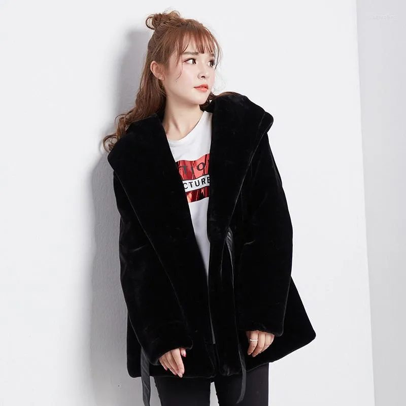 Women's Fur 2022 Winter Faux Coat Women Hooded Warm Korean Furry Jacket Artificiella rockar och jackor YKL-1325 KJ3607