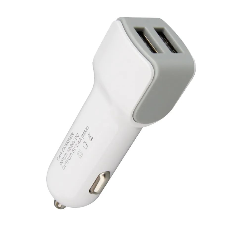 Dual USB Car Charger 2 Ports 5V 2.4A Micro Auto Power Adapter Charging för Samsung Mobiltelefontablett