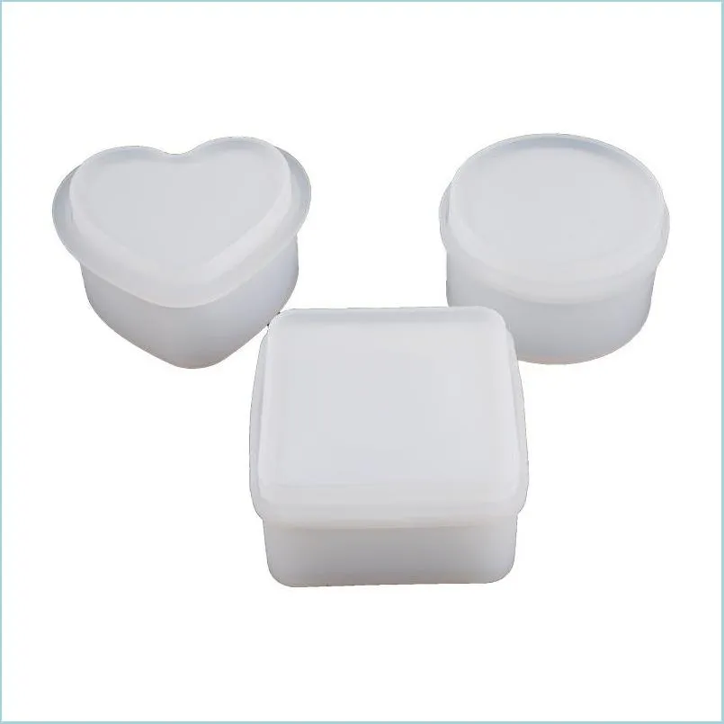 Molds Square Trinket Box Sile Mold Jewelry Molds Round Heart Shape Resin Make Your Own Storage Epoxy Art Drop Delivery Tools Equipmen Dhcem