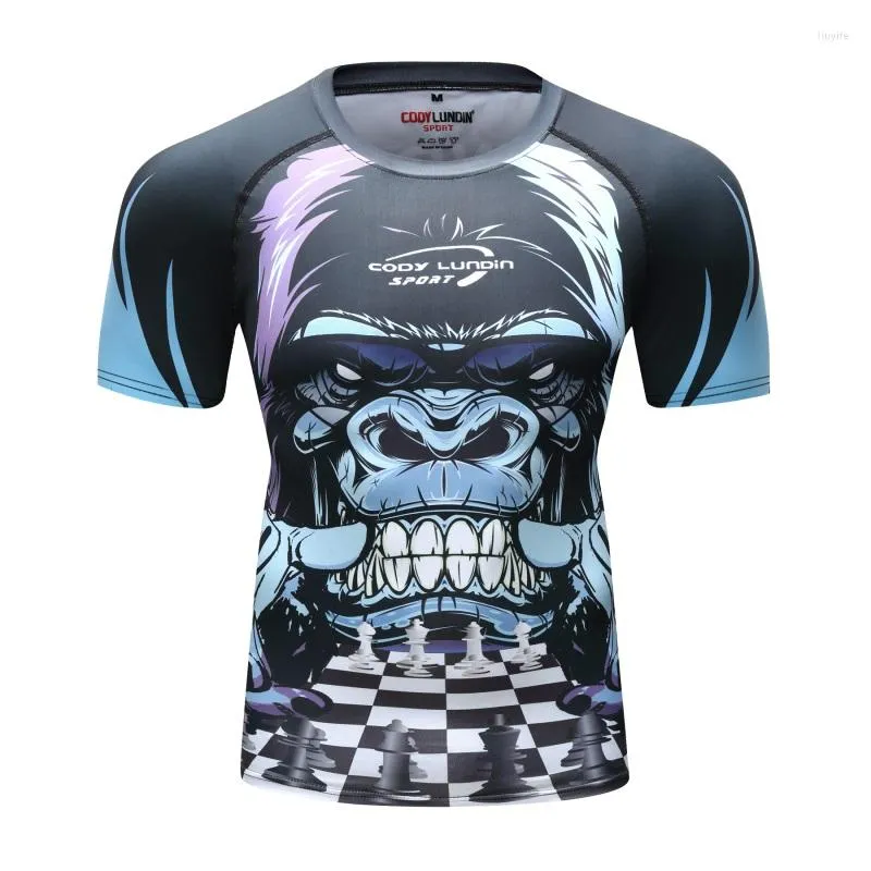 Herren-T-Shirts, Fitnessstudio-Shirt, Herren-Kompressions-Kurzarm, schnell trocknend, BJJ, Polyester, Spandex, Sport, 3D-Druck, Rashguard, Jiu-Jitsu-Rashguard