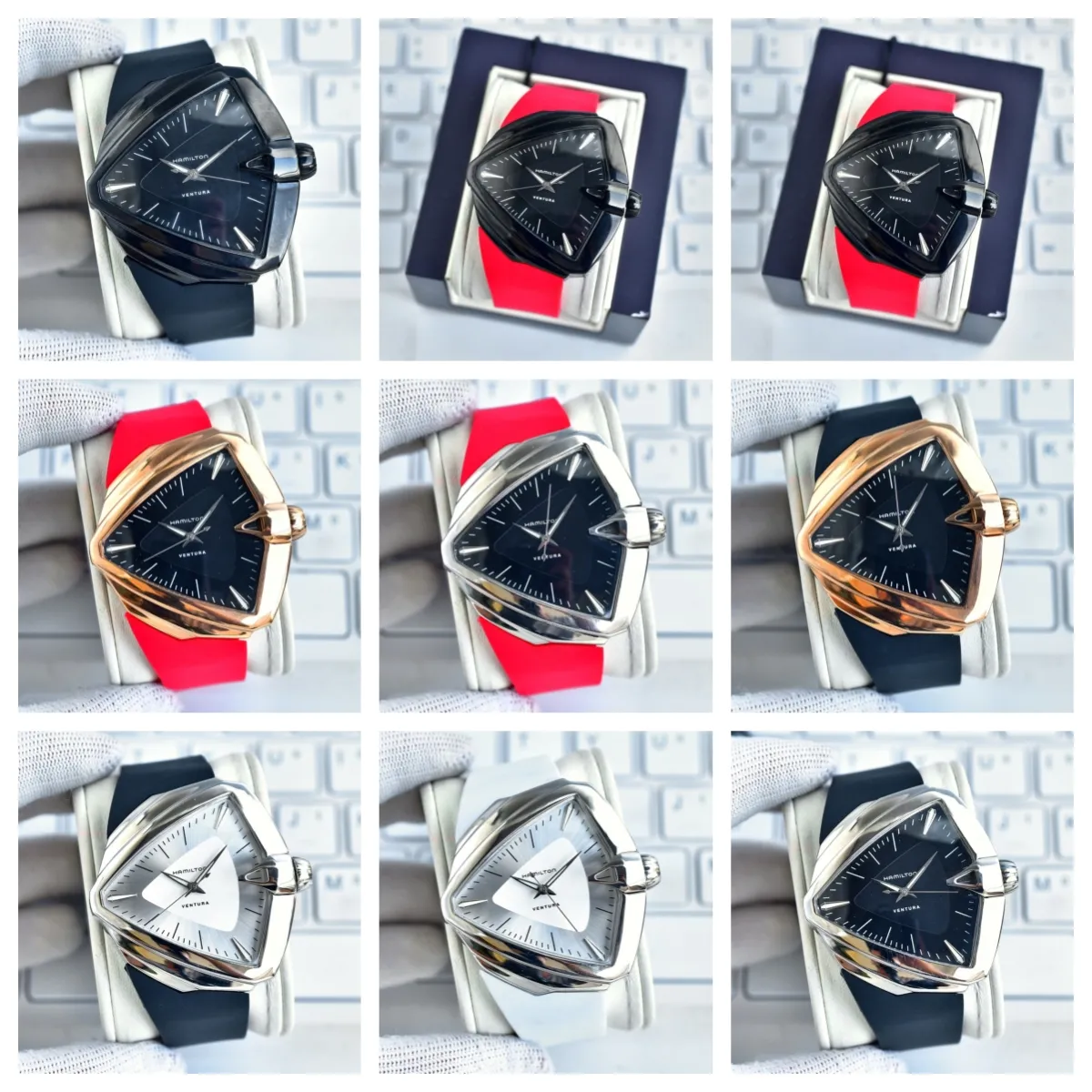 Montre DE luxe mens watches 42x12mm Imported automatic mechanical movement steel Unique triangular case rubber strap luxury watch Wristwatches