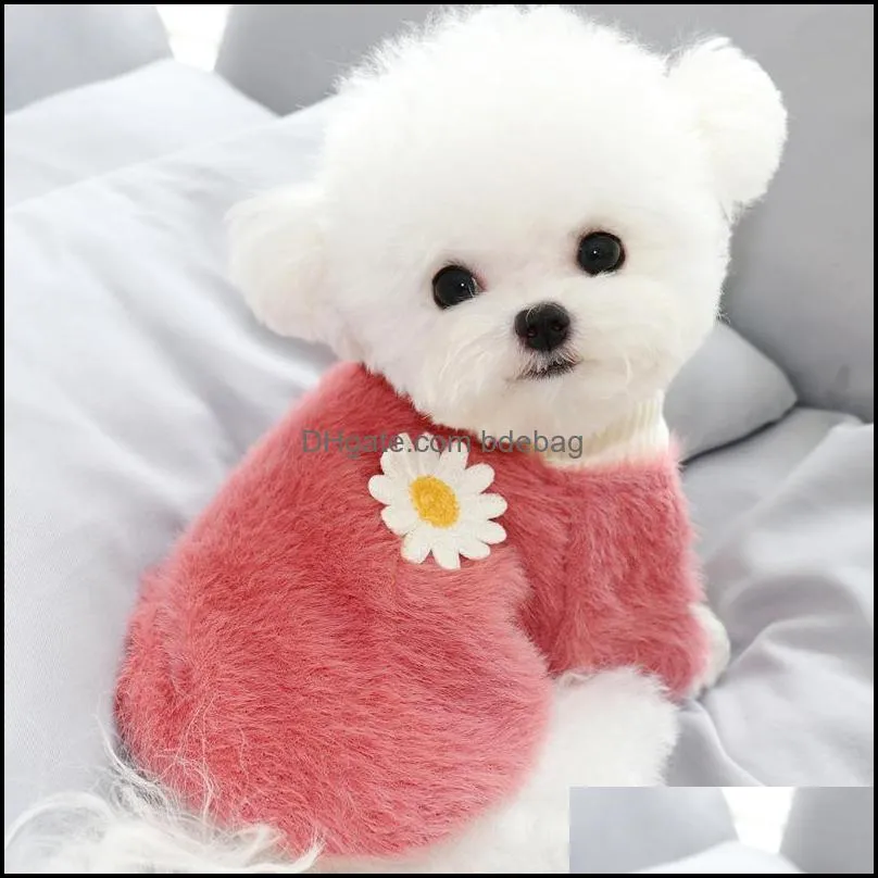 Hondenkleding Hondenkleding Kleding Winter Winter Warm Leuke bloem Puppy Kleding voor kleine honden Pug Coat 1833 V2 Drop Delivery Home Garden Dh9px