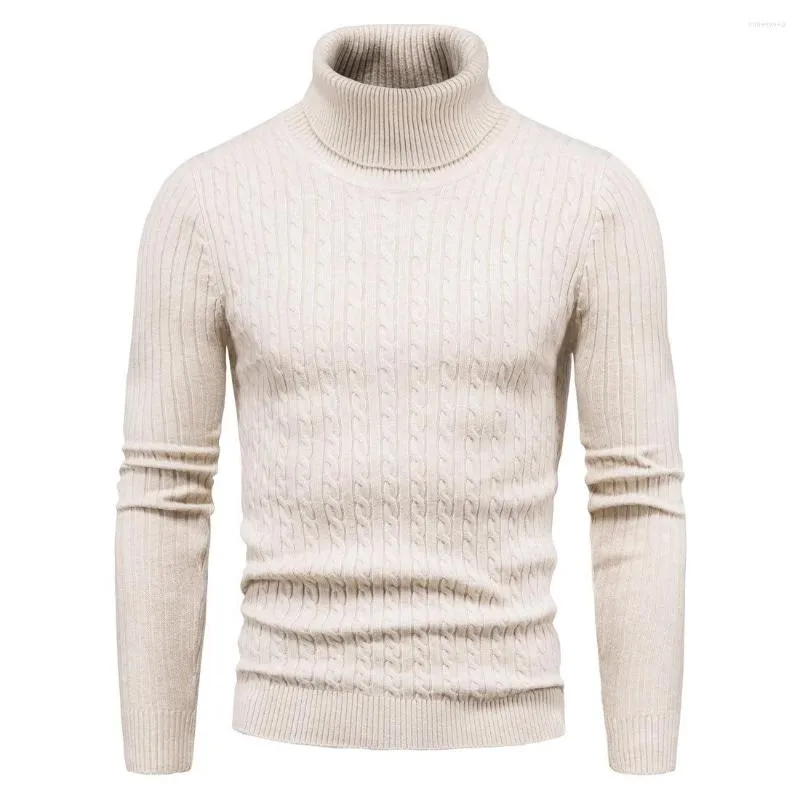 Pulls pour hommes rayé Turtelneck hommes automne hiver pull tricoté hommes décontracté mince ourlet côtelé marque haut surdimensionné pull chaud