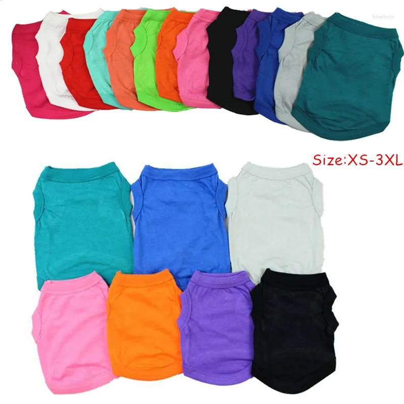 Dog Apparel XS-3XL Summer Pure Cotton Shirts Solid Color Blank Bottoming Puppy Shirt Soft Leisure Cat Vest Clothes For Small Large Dogs