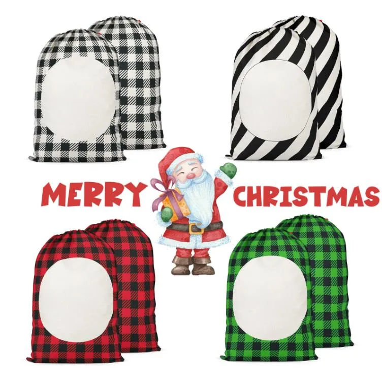 Sublimation Sac de Noël Toile avec Cordon de Serrage Personnalisé Père Noël Sacs Sac Sac-pour Noël Paquet Stockage Noël-Décorations SN4247