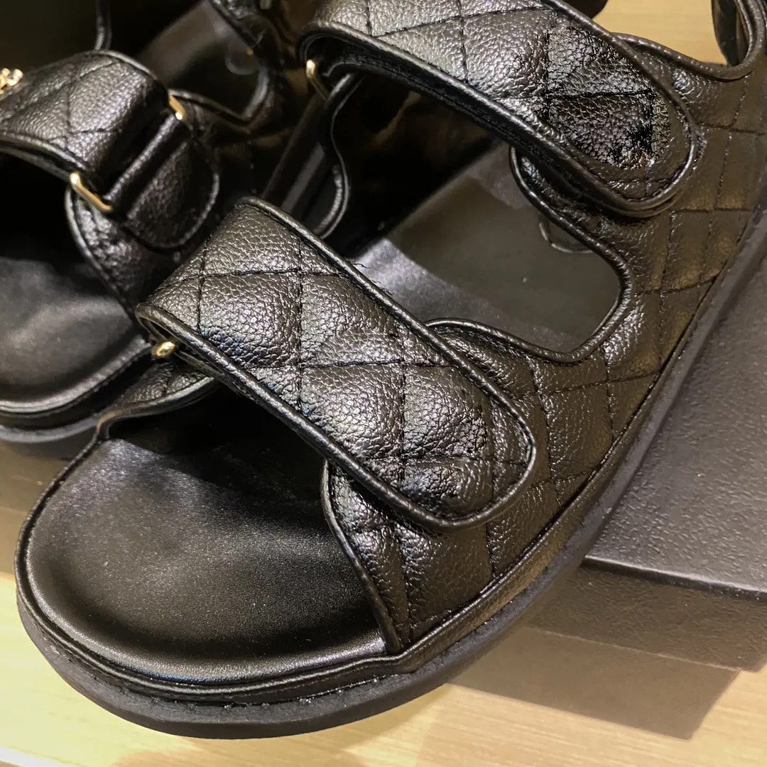 Black quilted online grandad sandals