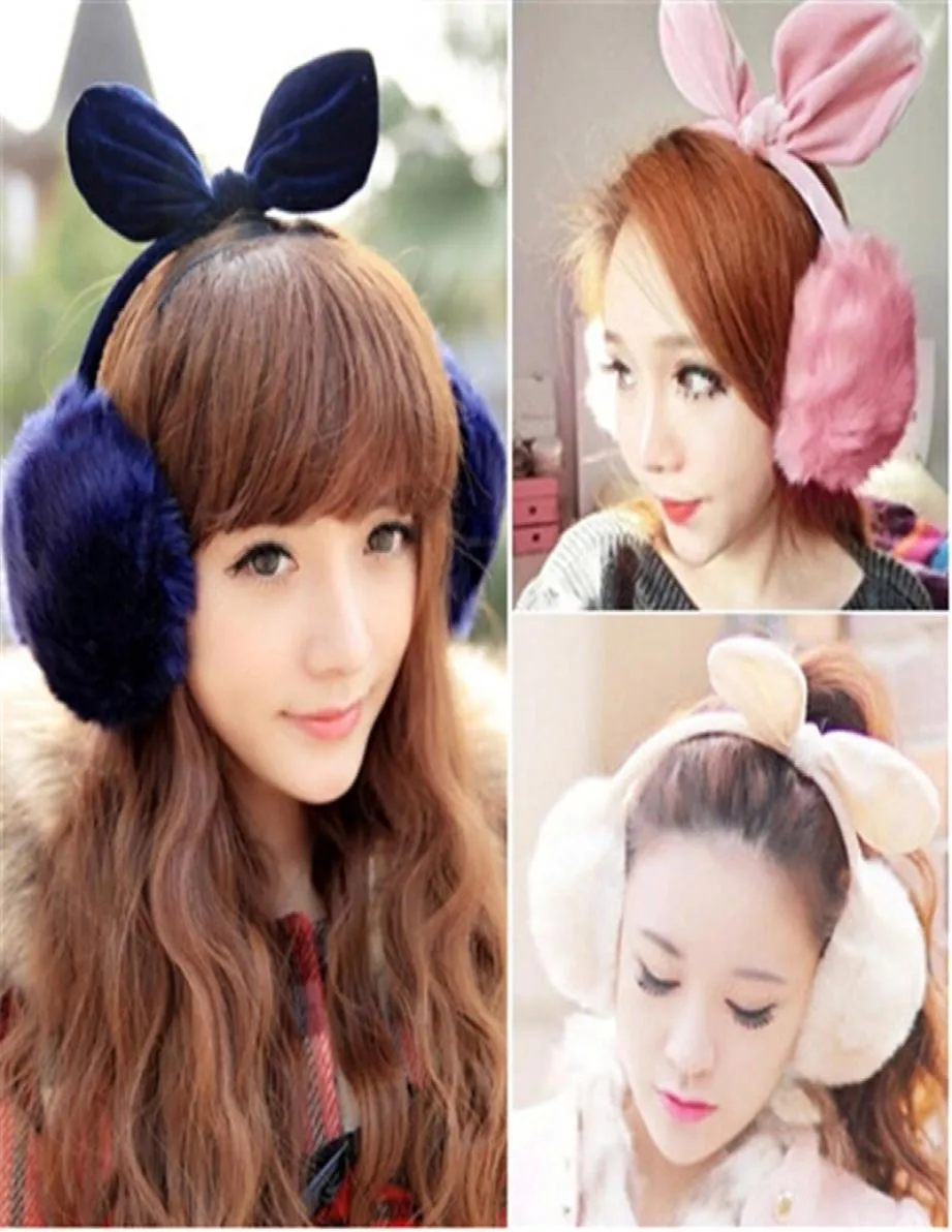 Women Girls Sweet Winter Warm Plush Fluffy Ear Cover Bow Earmuffs Earlap Earshield 8 Colors 12PcsLot 4561617