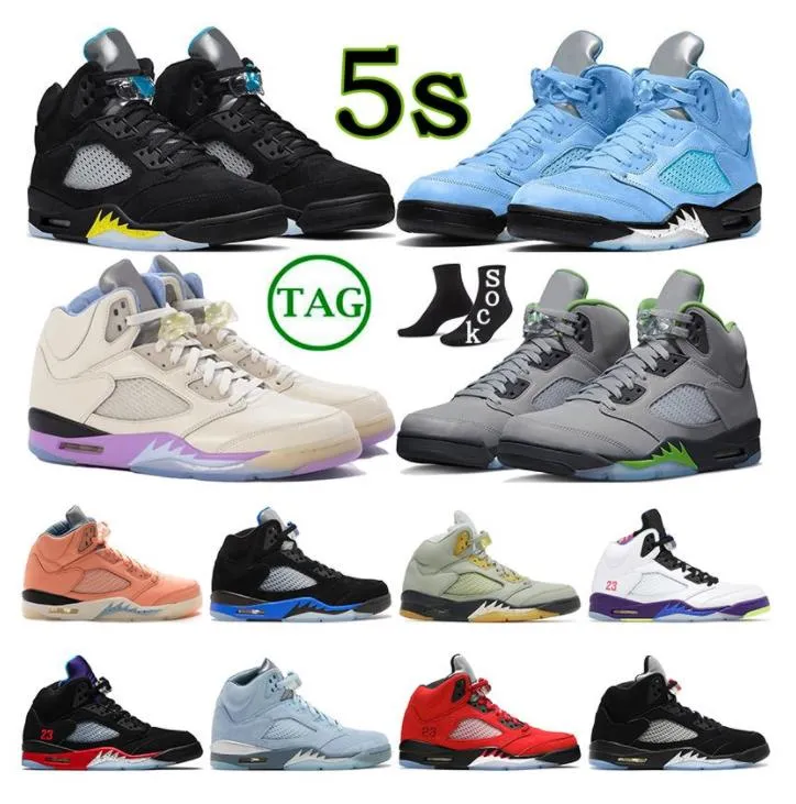 Jumpman 5 농구화 남자 5s 녹색 콩 다크 콩코드 레이서 블루 성난 황소 레드 제이드 호라이즌 UNC 스텔스 부활절 남성 트레이너 스포츠 스니커즈