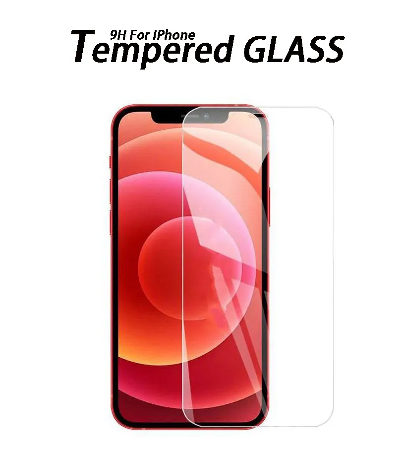 9h Clear Screen Protector Glass för iPhone 14 Plus Pro Max 11 12 13 Mini Full Cover Tempered Glass Anti-Scratch XR XS 7 8 Protective Case