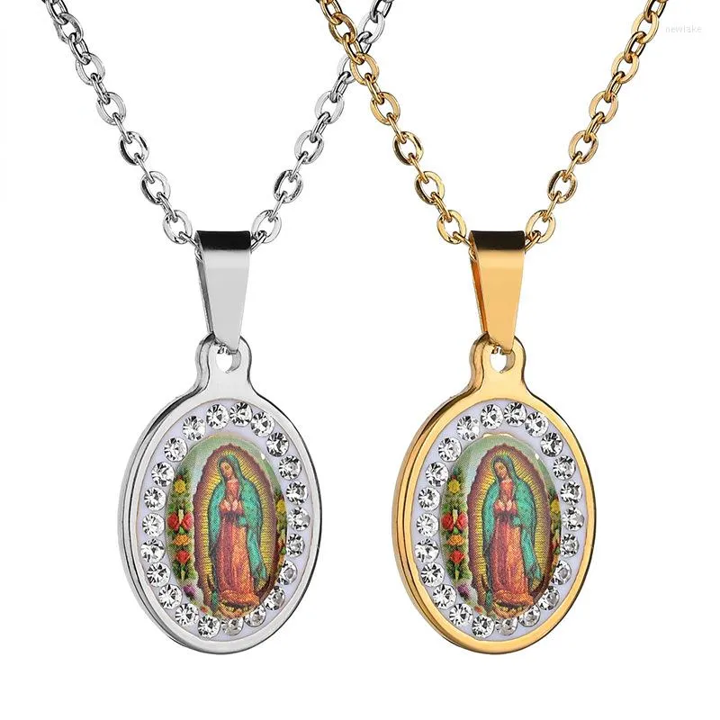 Ketten Frau Religiöser Vintage-Stil Guadalupe Katholische Kirche Jungfrau Maria Amulett Anhänger Halskette Ornament