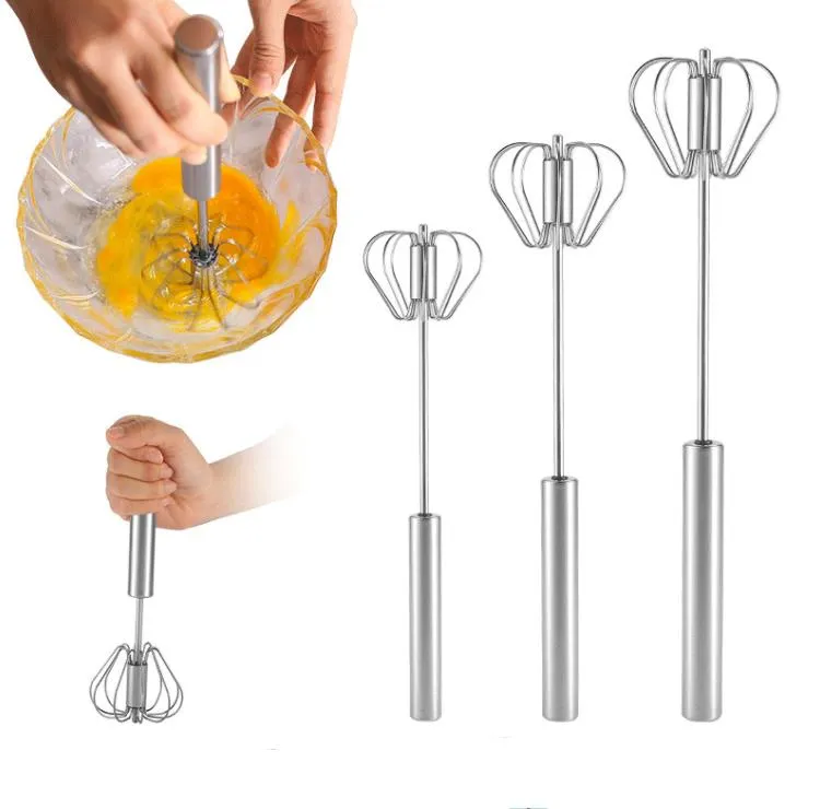 Semi-Automatic Egg Whisk Tools Rostfritt st￥l Hand Push Blender Egg Beater Milk Frother Mixer Stirrer Kitchen Mortile Stiring Tool SN193