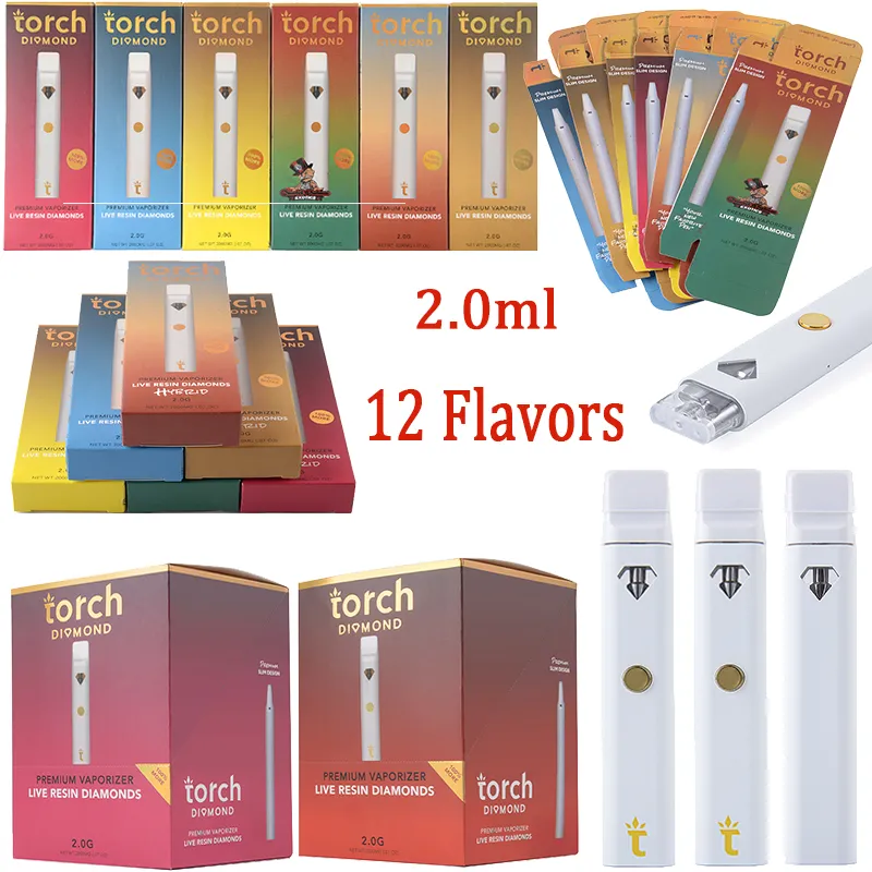 12 Flavors Torch Disposable Vape Pens 2ml E Cigarettes Premium Vaporizer Empty Pods Cartridge