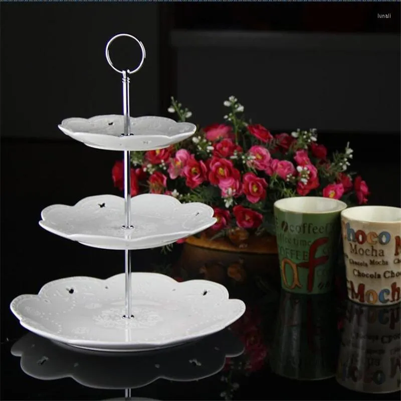 Bakeware Tools Cake Holder Multi-Style 2/3/4 Tier Plate Stand handtag Montering Metal Wedding Party utan dekorationen