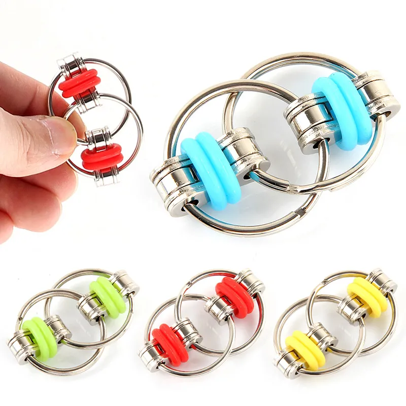 Fidget Chain Fidget Hand Spinner Finger Toys Metallo Vent Toy Bike Portachiavi Portachiavi Noioso Antistress Regali D79