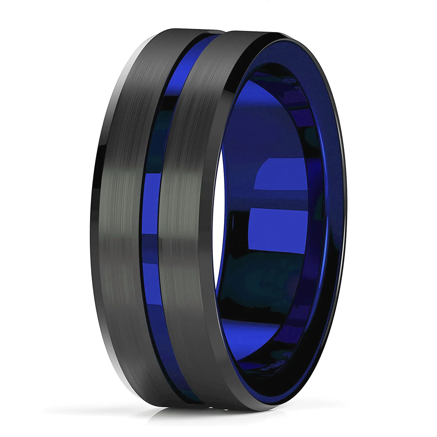 URBAN JEWELRY Men's Tungsten Ring - 9mm Industrial Biker Style, Polished Silver, Sizes 8-13