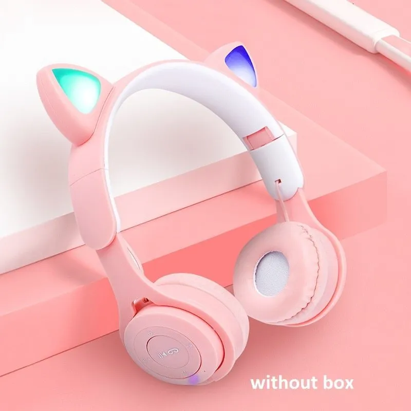 Suministro Al Por Mayor Auriculares Para Teléfono Celular Luz De Flash  Lindo Orejas De Gato Auriculares Inalámbricos Con Control De Micrófono LED  Niño Niña Estéreo Música Casco Auriculares Bluetooth Regalo 221114 De