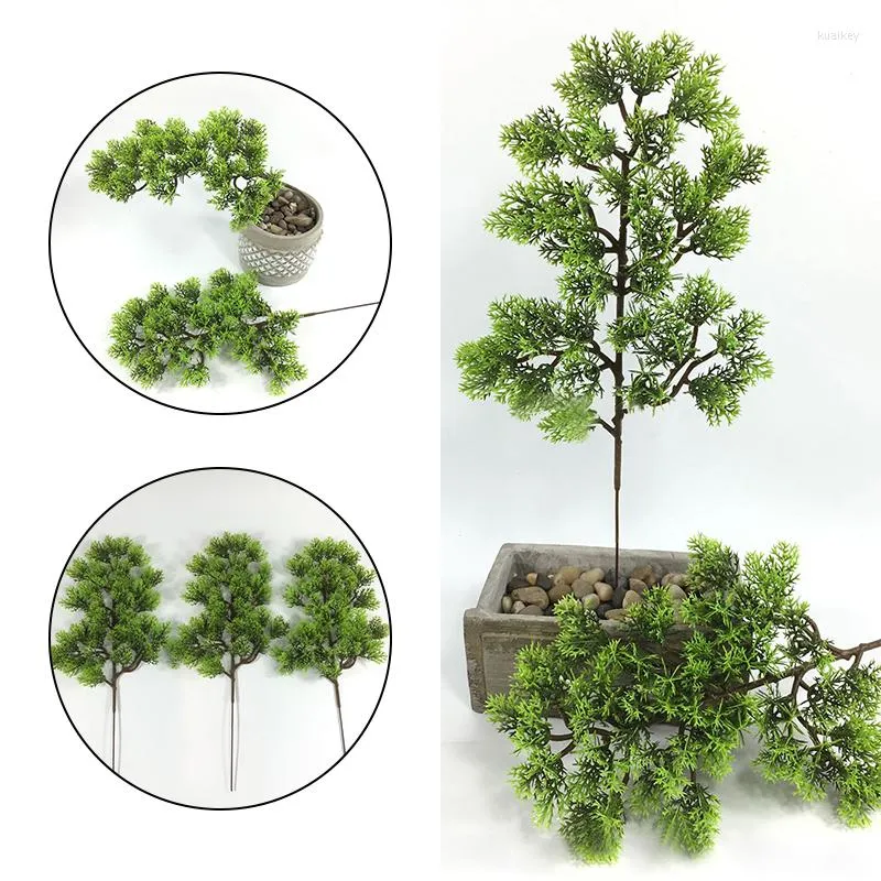 Kwiaty dekoracyjne 1PC Plastikowe sztuczne sosna cyprysowa Plant Bonsai Garden Home Office Tree