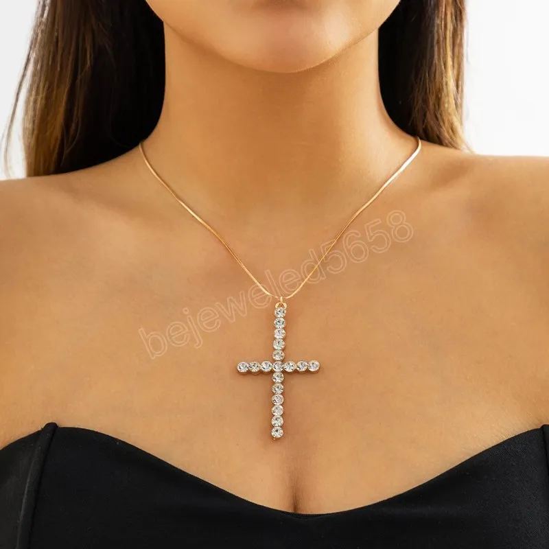 Candycat Rhinestone Cross Pendant Necklace for Women Faith Creative  Christianity Casual Copper Clavicle Chain Religion Jewelry - AliExpress