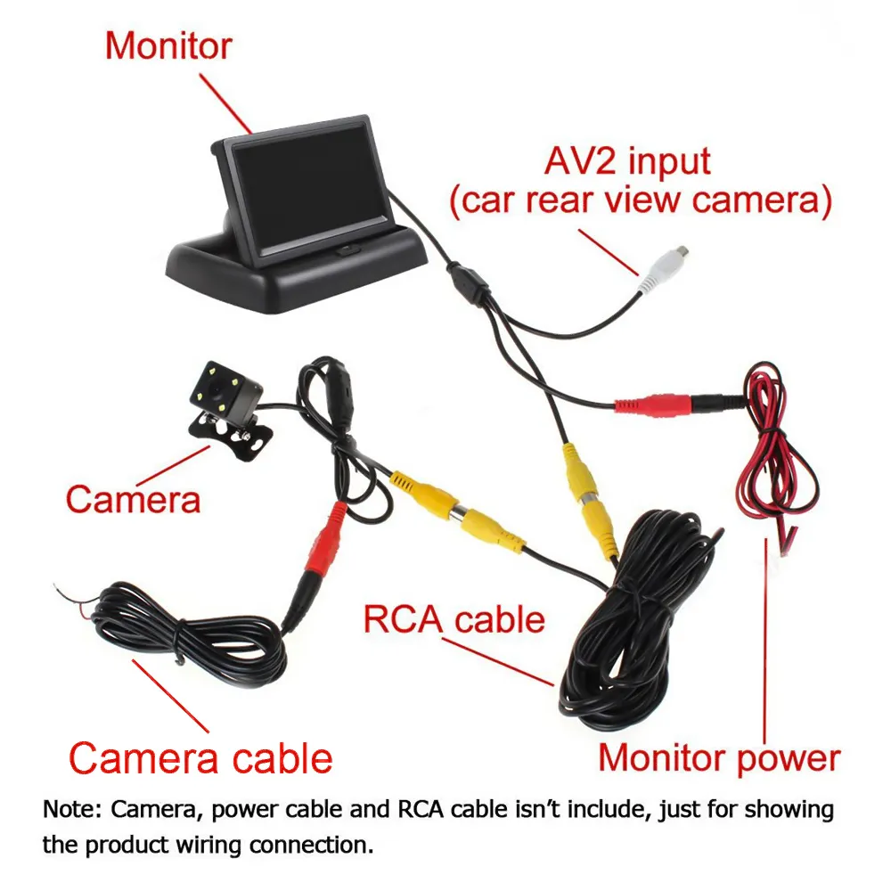 4.3 TFT LCD rear view camera monitor Kit with Night Vision and Backup Camera for Car Reversing and Parking System