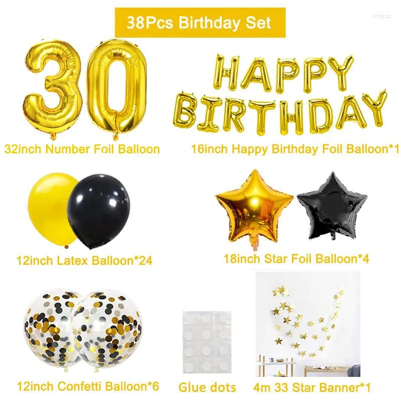 Ballons pour anniversaire de 10 ans, 38 pièces/ensemble, décorations pour  fête d'anniversaire pour enfants