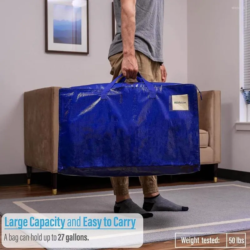 Sacs de rangement Heavy Duty Extra Large Capacité de sac à dos mobile Sac d'emballage pliant Vêtements de voyage Zipper Toy Organizer