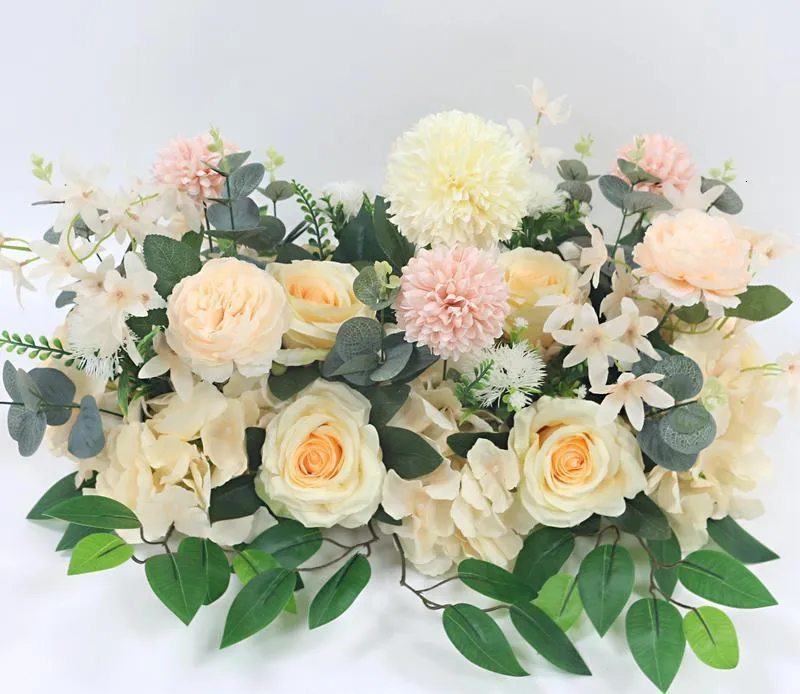 JAROWN Wedding 100cm Flower Row Arch Arrangement Flower Stage Road Lead Flower Wedding Scene Layout Party Decoration Floral (1)