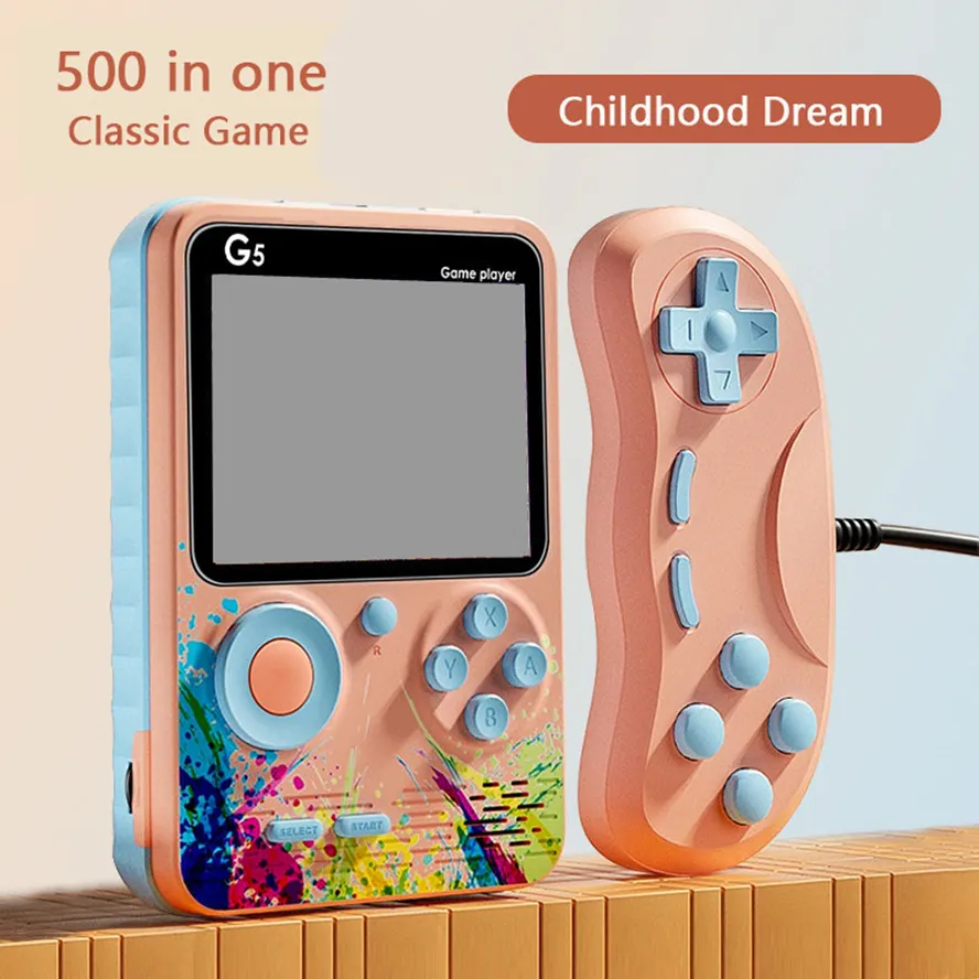 MINI Protable Game Console G5 Double Player PK مواجهة Handheld 3.0 بوصة الشاشة Retro Bulit-500-In Classic TV Video Games Players for Family Gaming Hift