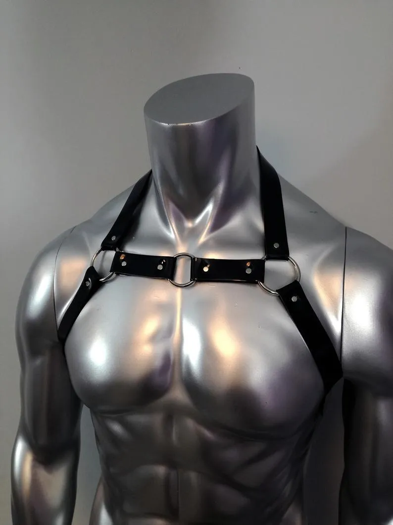 Accessoires Kostuumaccessoires Heren tanktops Verstelbaar Homolichaam Bondage Lederen harnasriem Fetisj Mannen Seksuele borst Kunstleer Riemen R