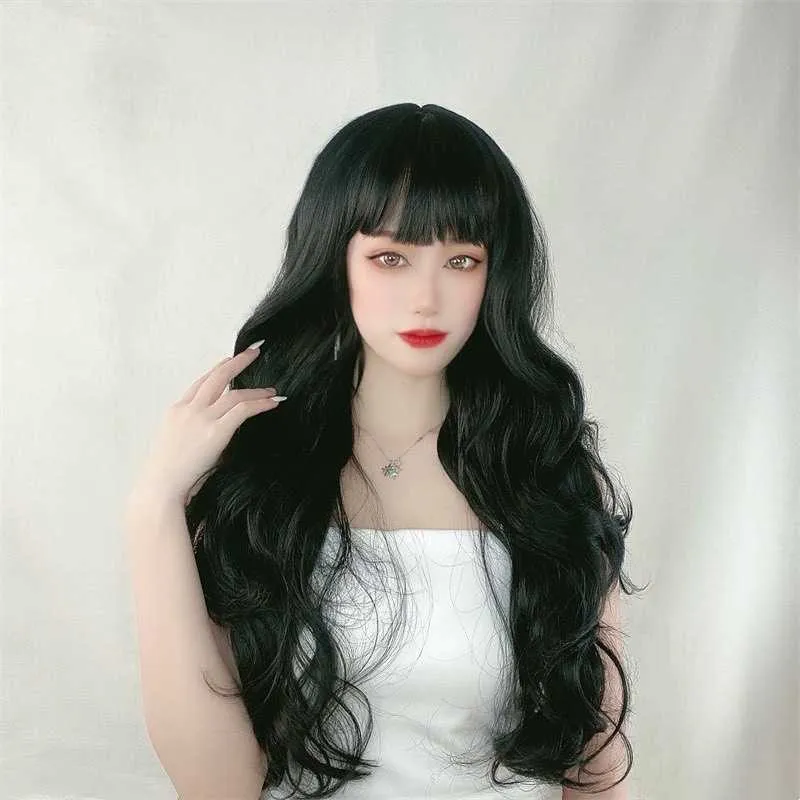 Женские парики волос кружевные синтетические детские женские женские вьющиеся волосы корейские модные химические волокно -париковые головки установлены высокотемпературные шелк