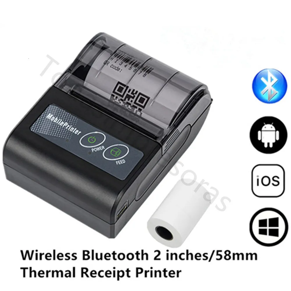 Mini Portable Thermal Wireless Receipt Printer With 58mm Ink Free