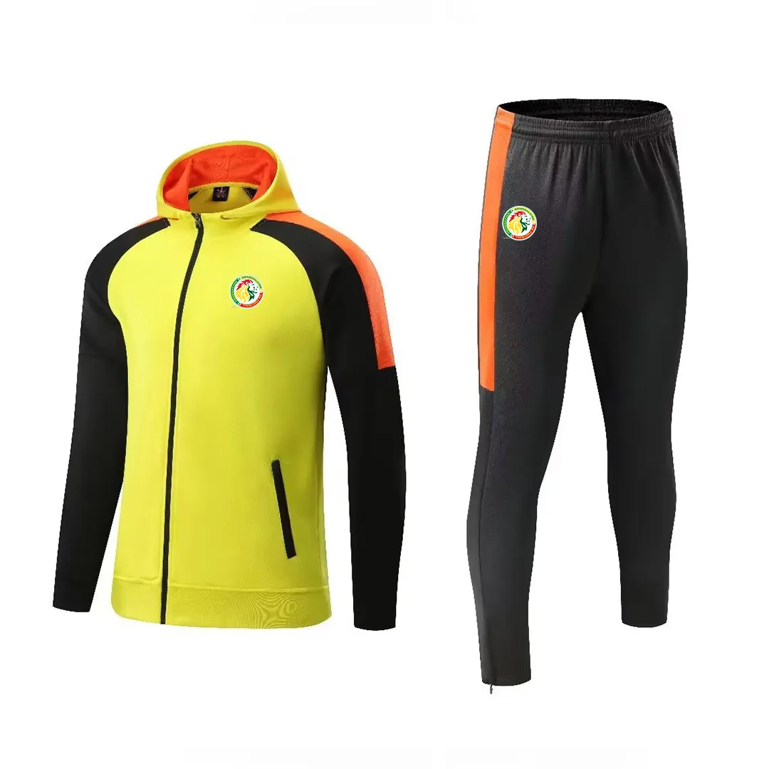 SENEGAL MÄNS TRACKSUITS Utomhus Sports Varma träningskläder Leisure Sport Full Zipper med Cap Long Sleeve Sports Suit