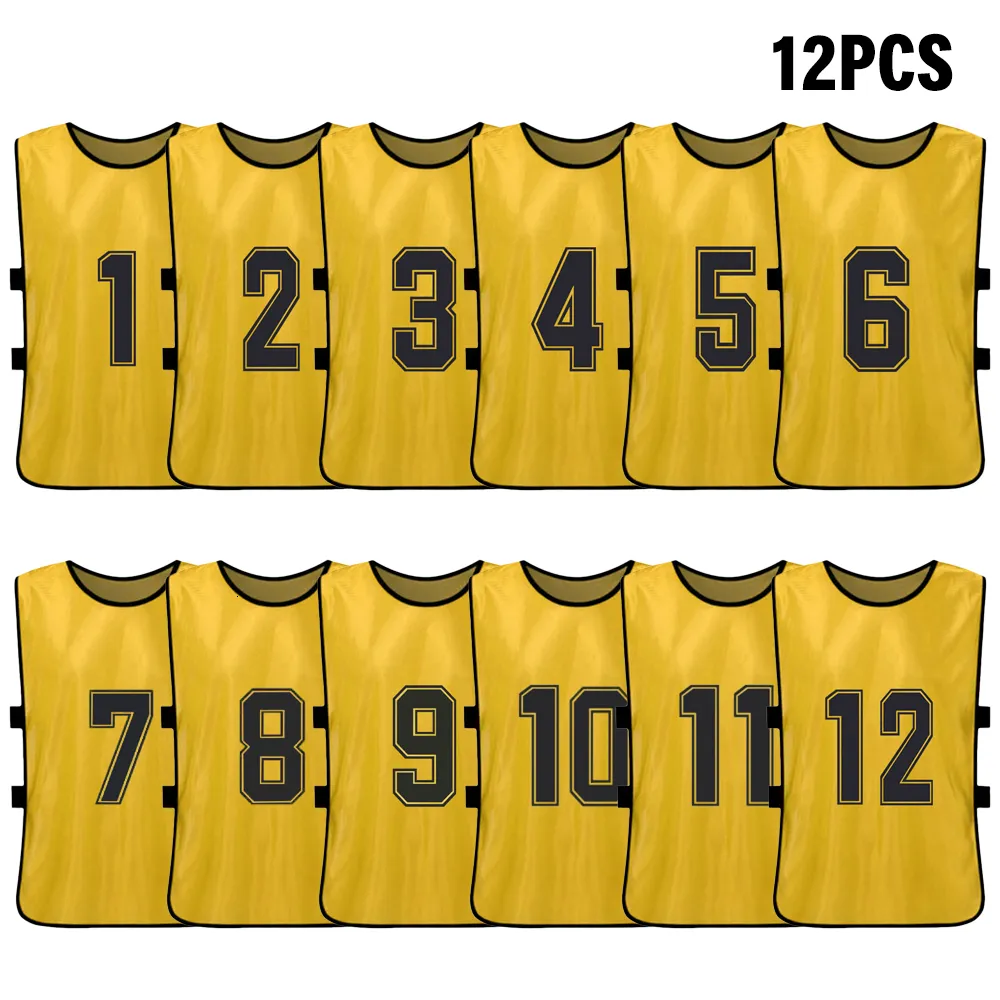 Palle 612 PCS Pinnies da calcio per bambini Maglie da calcio ad asciugatura rapida Sport giovanili Allenamento della squadra di pallacanestro Bavaglini numerati Gilet sportivo 221102