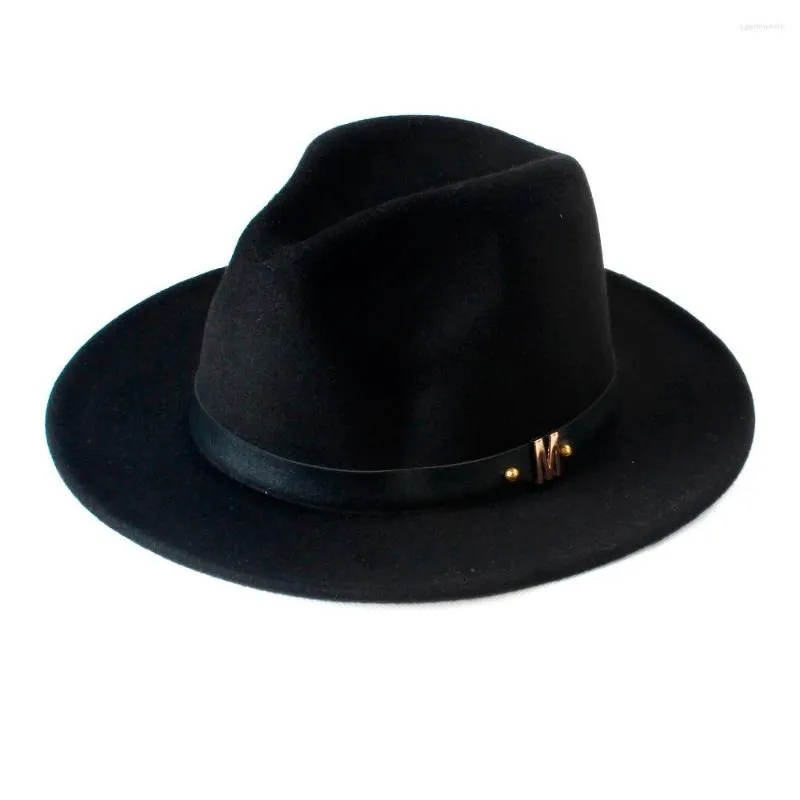 Berets Fashion Wool Damska Czarna Fedora Fedora kapelusz dla Laday Woolen Wide Rzem Jazz Cap Vintage Panama Sun Top 20